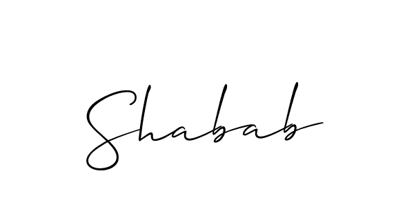 Create a beautiful signature design for name Shabab. With this signature (Allison_Script) fonts, you can make a handwritten signature for free. Shabab signature style 2 images and pictures png