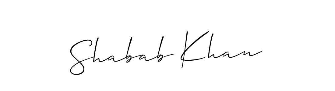 How to Draw Shabab Khan signature style? Allison_Script is a latest design signature styles for name Shabab Khan. Shabab Khan signature style 2 images and pictures png