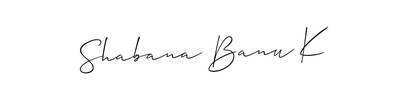 The best way (Allison_Script) to make a short signature is to pick only two or three words in your name. The name Shabana Banu K include a total of six letters. For converting this name. Shabana Banu K signature style 2 images and pictures png