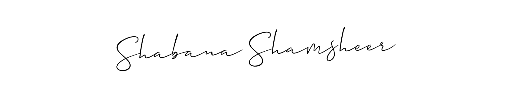 Create a beautiful signature design for name Shabana Shamsheer. With this signature (Allison_Script) fonts, you can make a handwritten signature for free. Shabana Shamsheer signature style 2 images and pictures png