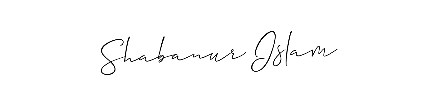 Create a beautiful signature design for name Shabanur Islam. With this signature (Allison_Script) fonts, you can make a handwritten signature for free. Shabanur Islam signature style 2 images and pictures png