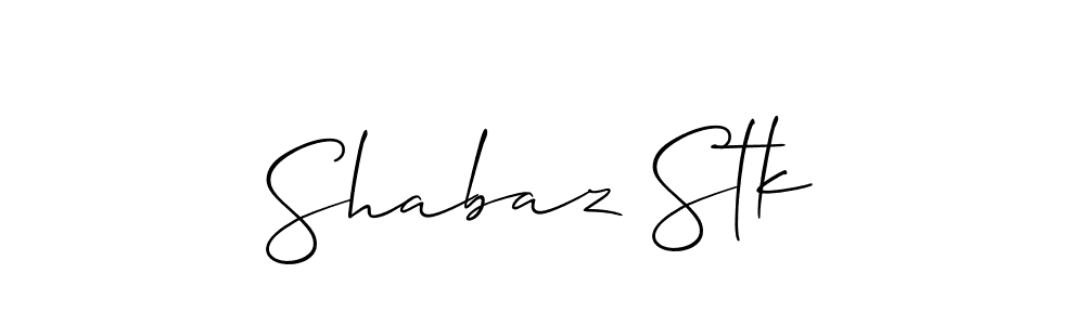 Use a signature maker to create a handwritten signature online. With this signature software, you can design (Allison_Script) your own signature for name Shabaz Stk. Shabaz Stk signature style 2 images and pictures png