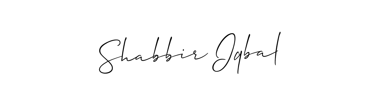 Shabbir Iqbal stylish signature style. Best Handwritten Sign (Allison_Script) for my name. Handwritten Signature Collection Ideas for my name Shabbir Iqbal. Shabbir Iqbal signature style 2 images and pictures png