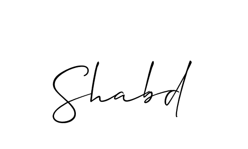 Use a signature maker to create a handwritten signature online. With this signature software, you can design (Allison_Script) your own signature for name Shabd. Shabd signature style 2 images and pictures png