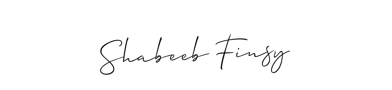 You should practise on your own different ways (Allison_Script) to write your name (Shabeeb Finsy) in signature. don't let someone else do it for you. Shabeeb Finsy signature style 2 images and pictures png