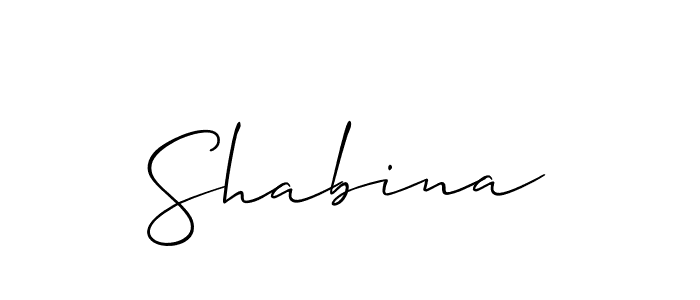 Use a signature maker to create a handwritten signature online. With this signature software, you can design (Allison_Script) your own signature for name Shabina. Shabina signature style 2 images and pictures png