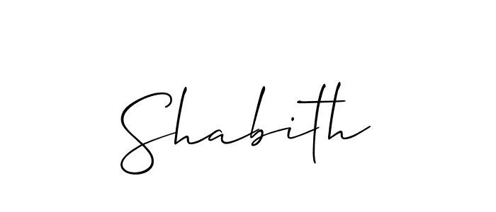 Design your own signature with our free online signature maker. With this signature software, you can create a handwritten (Allison_Script) signature for name Shabith. Shabith signature style 2 images and pictures png