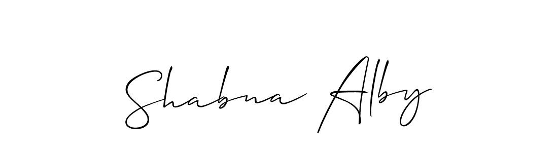 Also we have Shabna Alby name is the best signature style. Create professional handwritten signature collection using Allison_Script autograph style. Shabna Alby signature style 2 images and pictures png