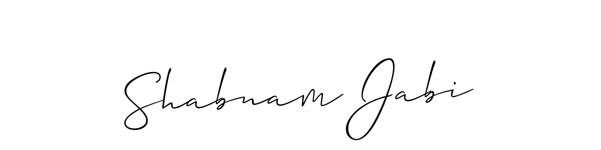 How to make Shabnam Jabi signature? Allison_Script is a professional autograph style. Create handwritten signature for Shabnam Jabi name. Shabnam Jabi signature style 2 images and pictures png