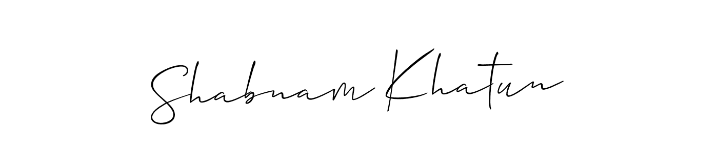 Allison_Script is a professional signature style that is perfect for those who want to add a touch of class to their signature. It is also a great choice for those who want to make their signature more unique. Get Shabnam Khatun name to fancy signature for free. Shabnam Khatun signature style 2 images and pictures png