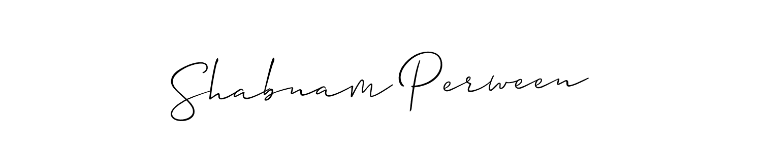 Make a beautiful signature design for name Shabnam Perween. With this signature (Allison_Script) style, you can create a handwritten signature for free. Shabnam Perween signature style 2 images and pictures png