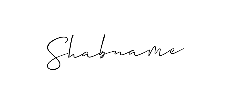 Use a signature maker to create a handwritten signature online. With this signature software, you can design (Allison_Script) your own signature for name Shabname. Shabname signature style 2 images and pictures png