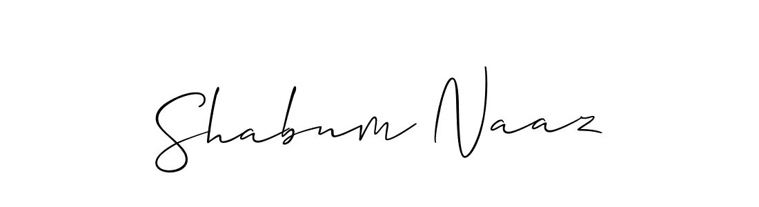Design your own signature with our free online signature maker. With this signature software, you can create a handwritten (Allison_Script) signature for name Shabnm Naaz. Shabnm Naaz signature style 2 images and pictures png