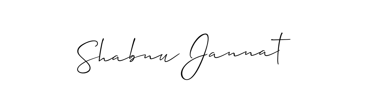 The best way (Allison_Script) to make a short signature is to pick only two or three words in your name. The name Shabnu Jannat include a total of six letters. For converting this name. Shabnu Jannat signature style 2 images and pictures png