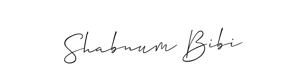 Make a beautiful signature design for name Shabnum Bibi. With this signature (Allison_Script) style, you can create a handwritten signature for free. Shabnum Bibi signature style 2 images and pictures png