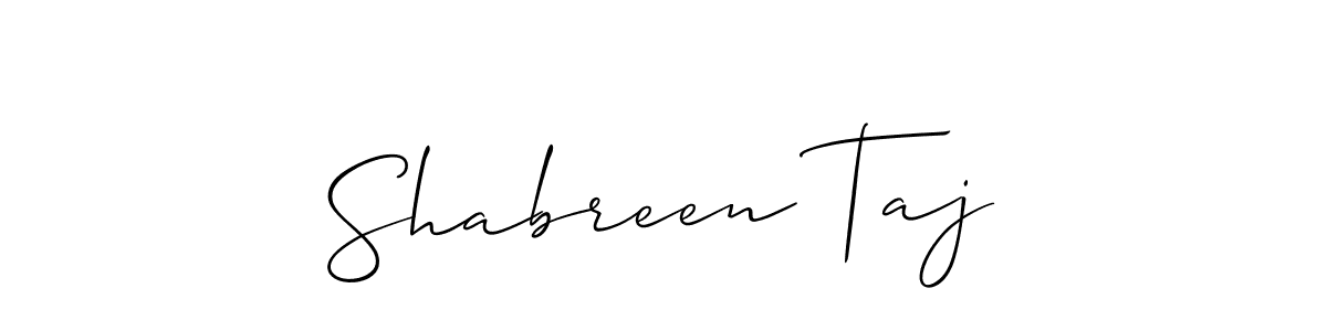 The best way (Allison_Script) to make a short signature is to pick only two or three words in your name. The name Shabreen Taj include a total of six letters. For converting this name. Shabreen Taj signature style 2 images and pictures png