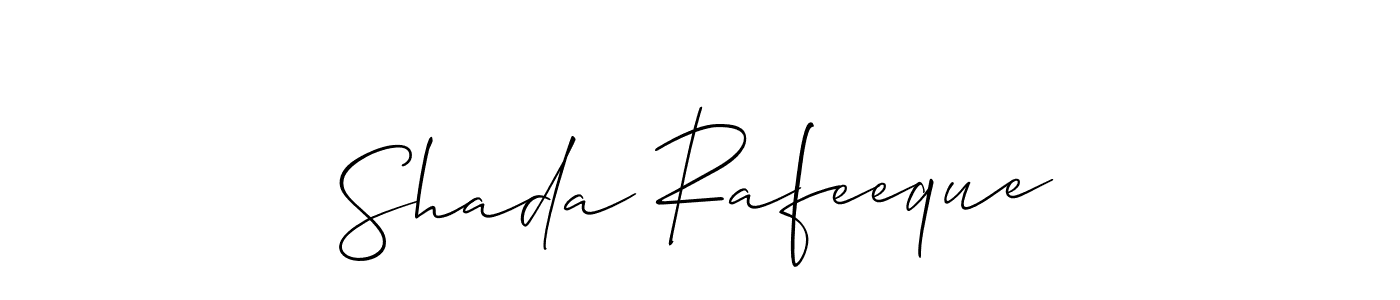 Make a short Shada Rafeeque signature style. Manage your documents anywhere anytime using Allison_Script. Create and add eSignatures, submit forms, share and send files easily. Shada Rafeeque signature style 2 images and pictures png