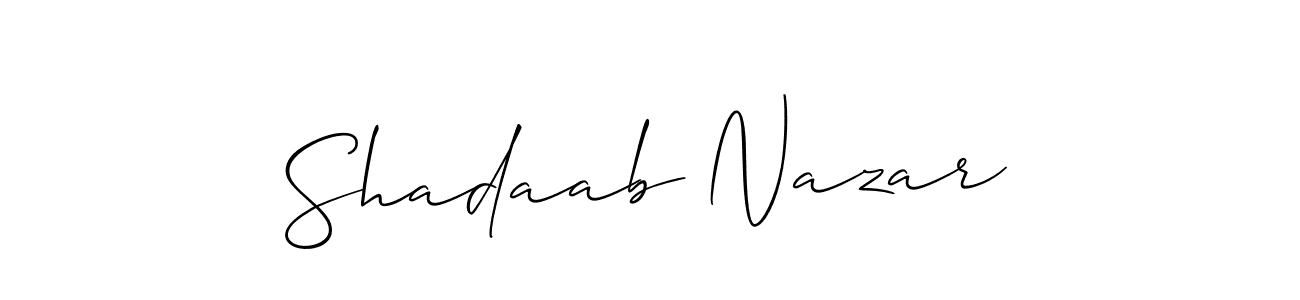 Also we have Shadaab Nazar name is the best signature style. Create professional handwritten signature collection using Allison_Script autograph style. Shadaab Nazar signature style 2 images and pictures png