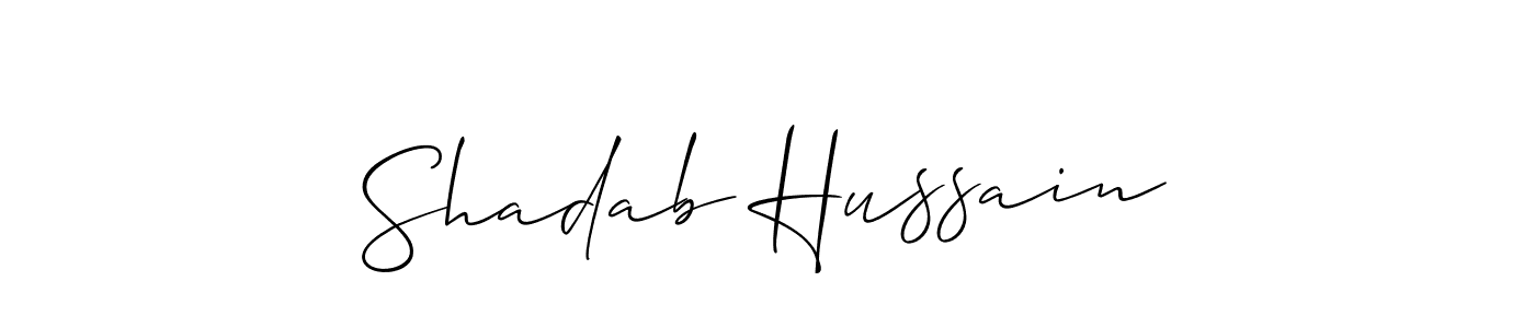 You should practise on your own different ways (Allison_Script) to write your name (Shadab Hussain) in signature. don't let someone else do it for you. Shadab Hussain signature style 2 images and pictures png