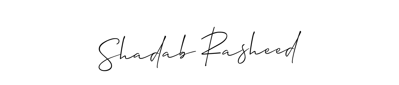 Make a short Shadab Rasheed signature style. Manage your documents anywhere anytime using Allison_Script. Create and add eSignatures, submit forms, share and send files easily. Shadab Rasheed signature style 2 images and pictures png