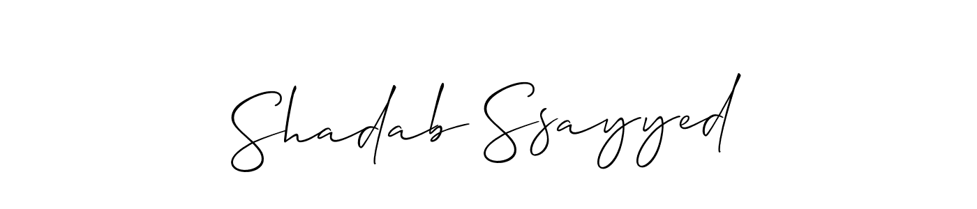 Make a short Shadab Ssayyed signature style. Manage your documents anywhere anytime using Allison_Script. Create and add eSignatures, submit forms, share and send files easily. Shadab Ssayyed signature style 2 images and pictures png