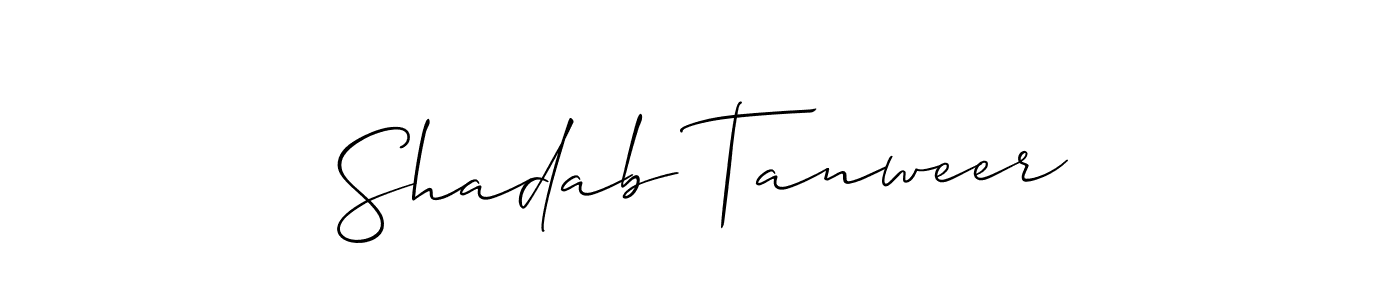 This is the best signature style for the Shadab Tanweer name. Also you like these signature font (Allison_Script). Mix name signature. Shadab Tanweer signature style 2 images and pictures png