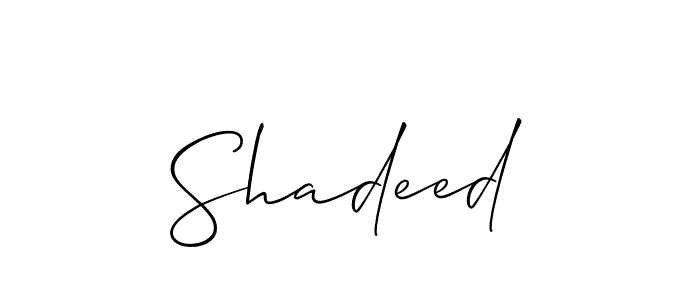if you are searching for the best signature style for your name Shadeed. so please give up your signature search. here we have designed multiple signature styles  using Allison_Script. Shadeed signature style 2 images and pictures png