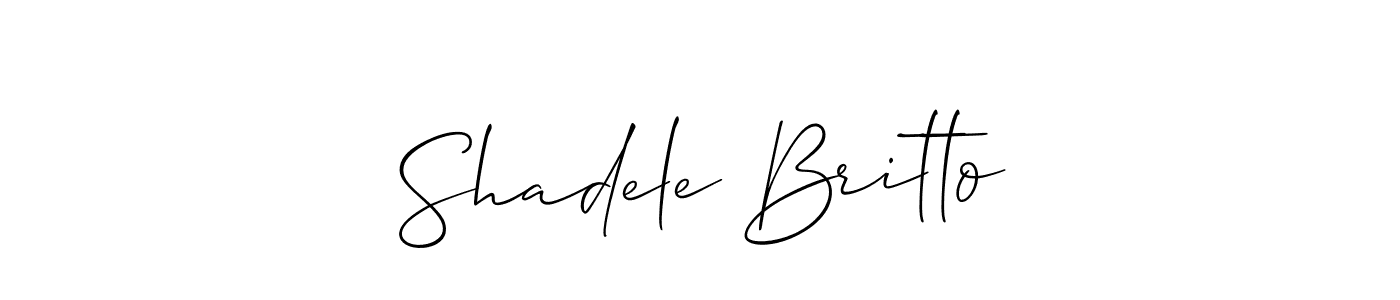 You should practise on your own different ways (Allison_Script) to write your name (Shadele Britto) in signature. don't let someone else do it for you. Shadele Britto signature style 2 images and pictures png