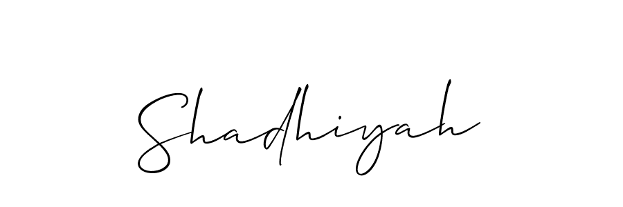 Design your own signature with our free online signature maker. With this signature software, you can create a handwritten (Allison_Script) signature for name Shadhiyah. Shadhiyah signature style 2 images and pictures png