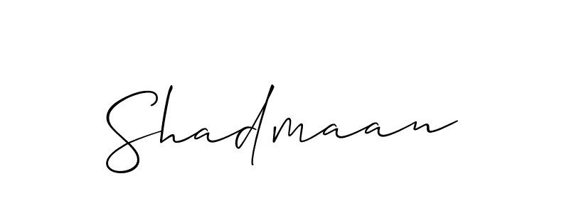 Make a beautiful signature design for name Shadmaan. With this signature (Allison_Script) style, you can create a handwritten signature for free. Shadmaan signature style 2 images and pictures png
