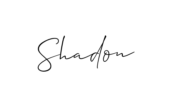 Use a signature maker to create a handwritten signature online. With this signature software, you can design (Allison_Script) your own signature for name Shadon. Shadon signature style 2 images and pictures png