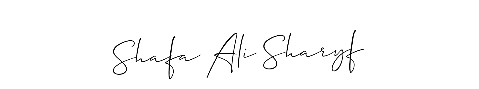 Make a short Shafa Ali Sharyf signature style. Manage your documents anywhere anytime using Allison_Script. Create and add eSignatures, submit forms, share and send files easily. Shafa Ali Sharyf signature style 2 images and pictures png