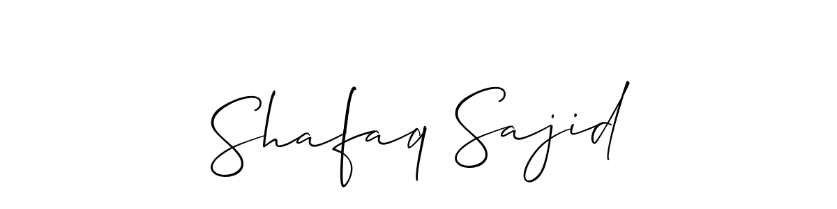 The best way (Allison_Script) to make a short signature is to pick only two or three words in your name. The name Shafaq Sajid include a total of six letters. For converting this name. Shafaq Sajid signature style 2 images and pictures png