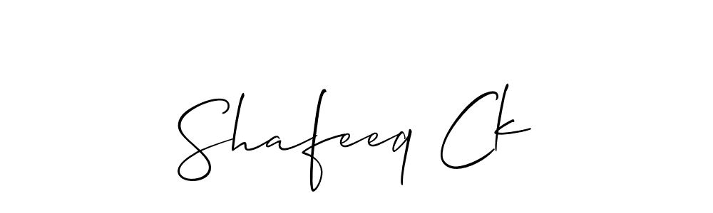 Also You can easily find your signature by using the search form. We will create Shafeeq Ck name handwritten signature images for you free of cost using Allison_Script sign style. Shafeeq Ck signature style 2 images and pictures png