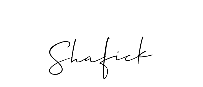 Design your own signature with our free online signature maker. With this signature software, you can create a handwritten (Allison_Script) signature for name Shafick. Shafick signature style 2 images and pictures png