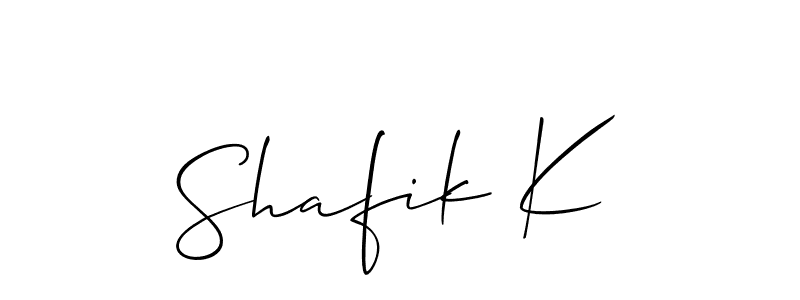 Also we have Shafik K name is the best signature style. Create professional handwritten signature collection using Allison_Script autograph style. Shafik K signature style 2 images and pictures png
