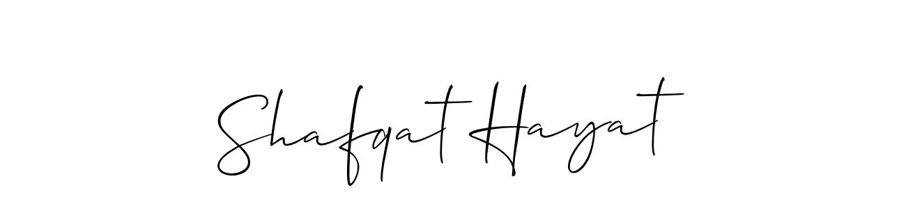 How to make Shafqat Hayat name signature. Use Allison_Script style for creating short signs online. This is the latest handwritten sign. Shafqat Hayat signature style 2 images and pictures png