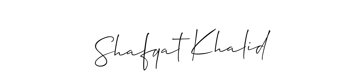 Make a beautiful signature design for name Shafqat Khalid. With this signature (Allison_Script) style, you can create a handwritten signature for free. Shafqat Khalid signature style 2 images and pictures png