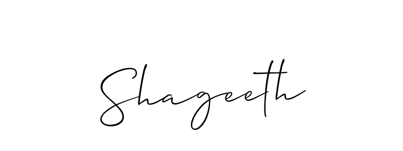 Use a signature maker to create a handwritten signature online. With this signature software, you can design (Allison_Script) your own signature for name Shageeth. Shageeth signature style 2 images and pictures png
