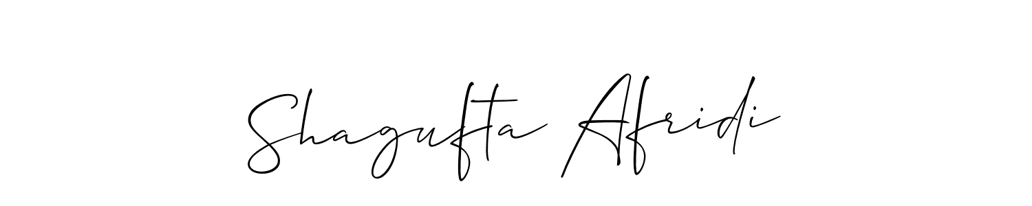 Also You can easily find your signature by using the search form. We will create Shagufta Afridi name handwritten signature images for you free of cost using Allison_Script sign style. Shagufta Afridi signature style 2 images and pictures png