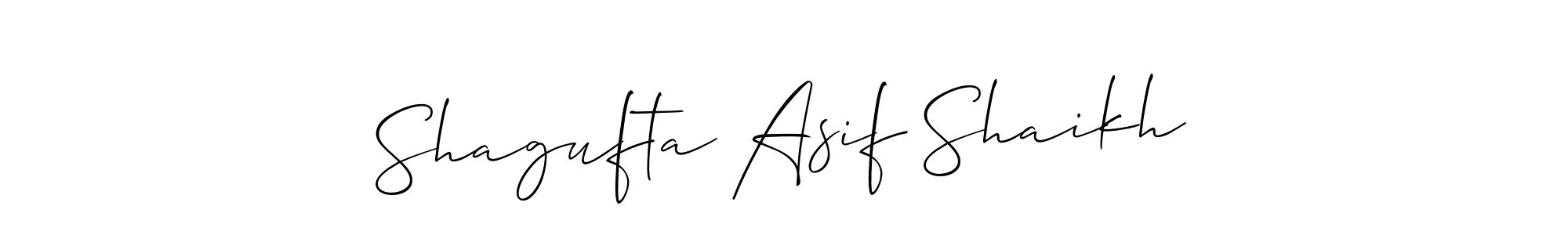 How to make Shagufta Asif Shaikh signature? Allison_Script is a professional autograph style. Create handwritten signature for Shagufta Asif Shaikh name. Shagufta Asif Shaikh signature style 2 images and pictures png