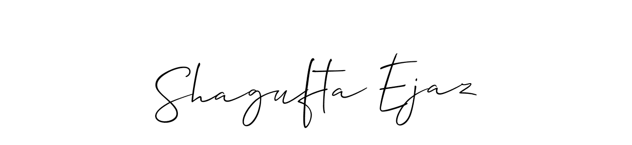 Make a short Shagufta Ejaz signature style. Manage your documents anywhere anytime using Allison_Script. Create and add eSignatures, submit forms, share and send files easily. Shagufta Ejaz signature style 2 images and pictures png