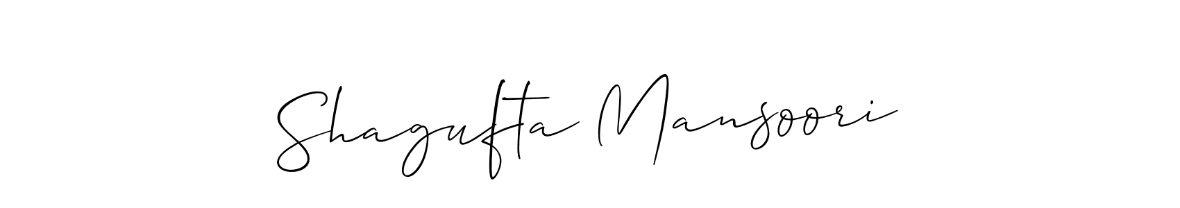 How to make Shagufta Mansoori signature? Allison_Script is a professional autograph style. Create handwritten signature for Shagufta Mansoori name. Shagufta Mansoori signature style 2 images and pictures png