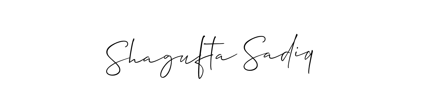 You should practise on your own different ways (Allison_Script) to write your name (Shagufta Sadiq) in signature. don't let someone else do it for you. Shagufta Sadiq signature style 2 images and pictures png