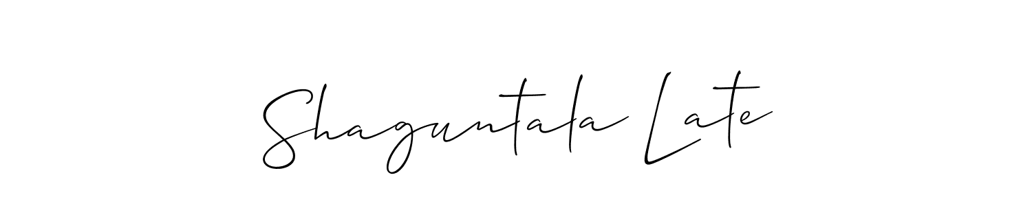 Use a signature maker to create a handwritten signature online. With this signature software, you can design (Allison_Script) your own signature for name Shaguntala Late. Shaguntala Late signature style 2 images and pictures png