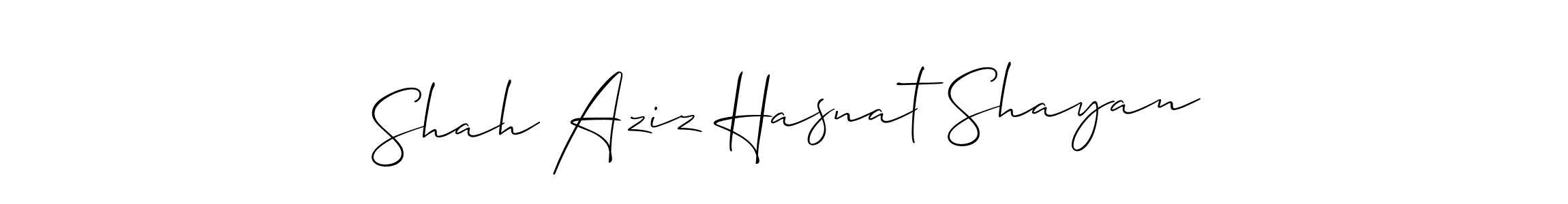 How to make Shah Aziz Hasnat Shayan name signature. Use Allison_Script style for creating short signs online. This is the latest handwritten sign. Shah Aziz Hasnat Shayan signature style 2 images and pictures png