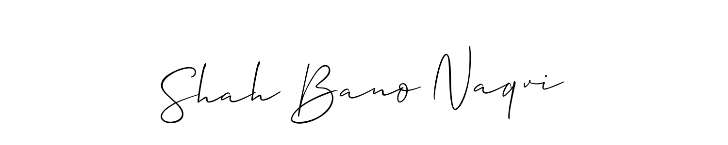 Allison_Script is a professional signature style that is perfect for those who want to add a touch of class to their signature. It is also a great choice for those who want to make their signature more unique. Get Shah Bano Naqvi name to fancy signature for free. Shah Bano Naqvi signature style 2 images and pictures png