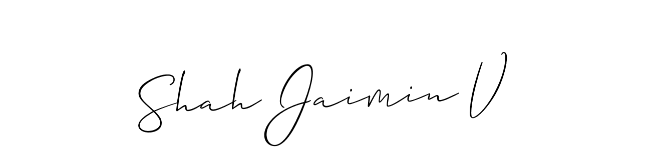 Also You can easily find your signature by using the search form. We will create Shah Jaimin V name handwritten signature images for you free of cost using Allison_Script sign style. Shah Jaimin V signature style 2 images and pictures png