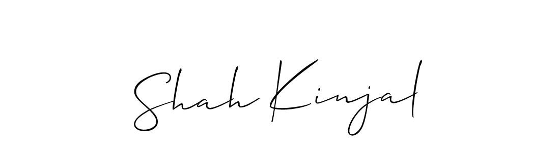 How to make Shah Kinjal name signature. Use Allison_Script style for creating short signs online. This is the latest handwritten sign. Shah Kinjal signature style 2 images and pictures png