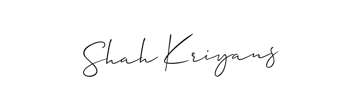 How to make Shah Kriyans name signature. Use Allison_Script style for creating short signs online. This is the latest handwritten sign. Shah Kriyans signature style 2 images and pictures png